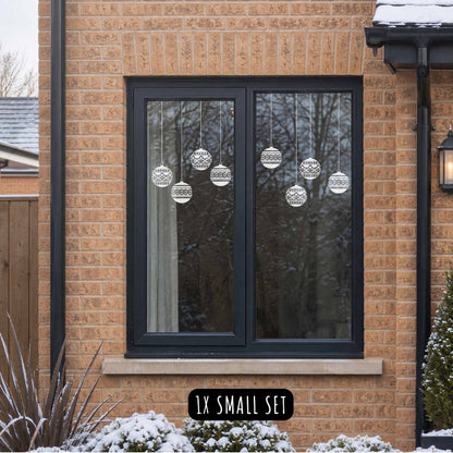 White Nordic Baubles Christmas Window Cling Decorations