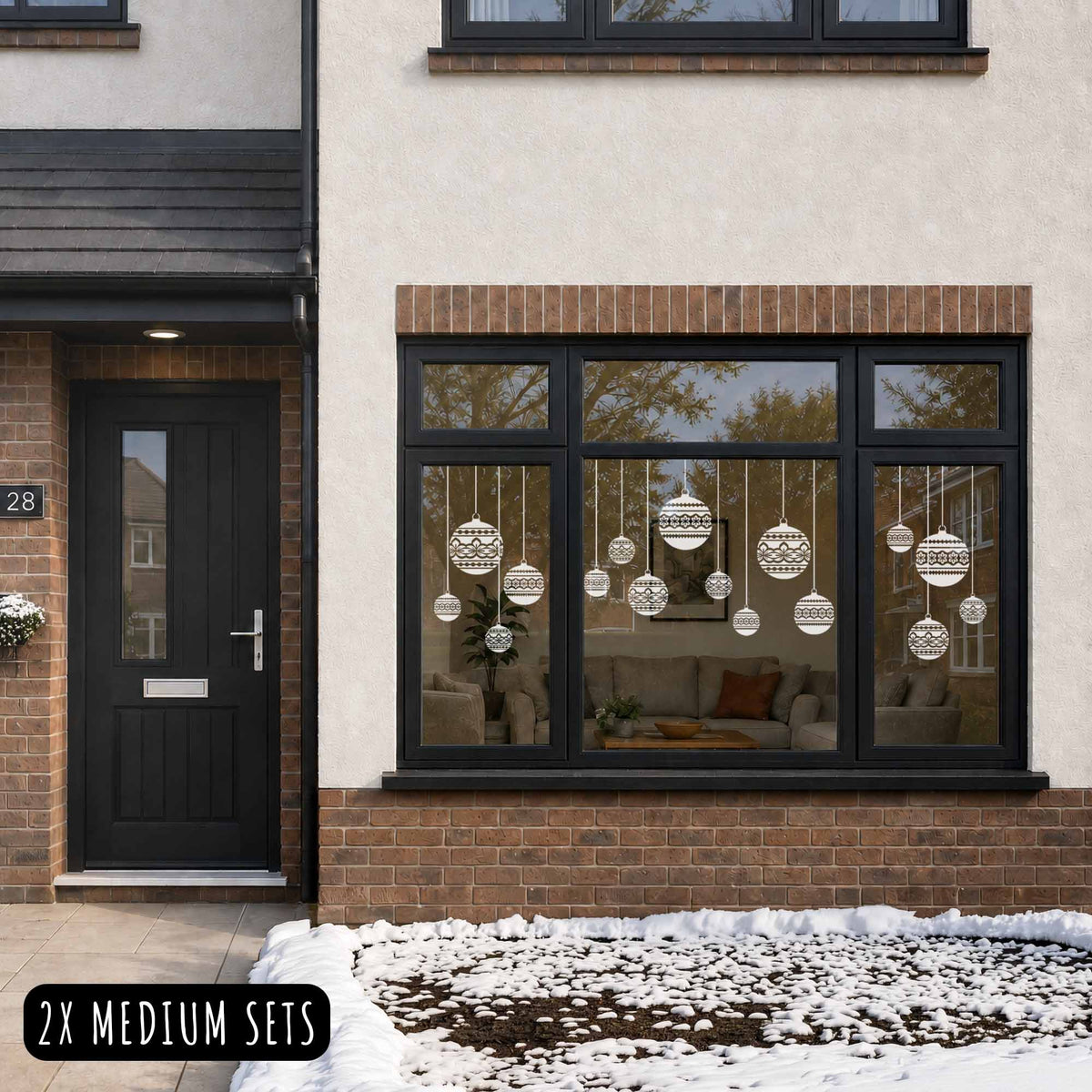 White Nordic Baubles Christmas Window Cling Decorations