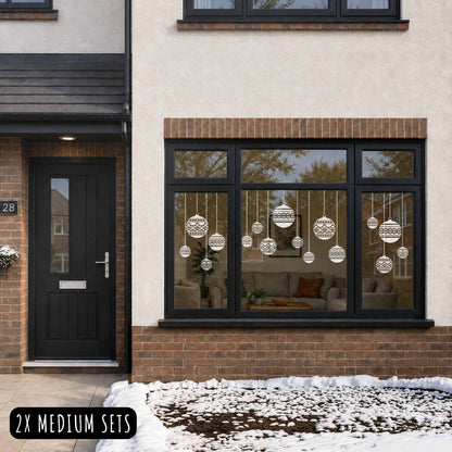 White Nordic Baubles Christmas Window Cling Decorations