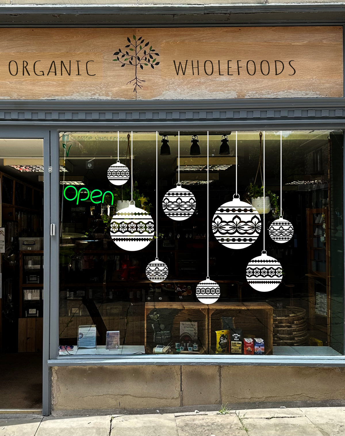White Nordic Baubles Christmas Window Cling Decorations