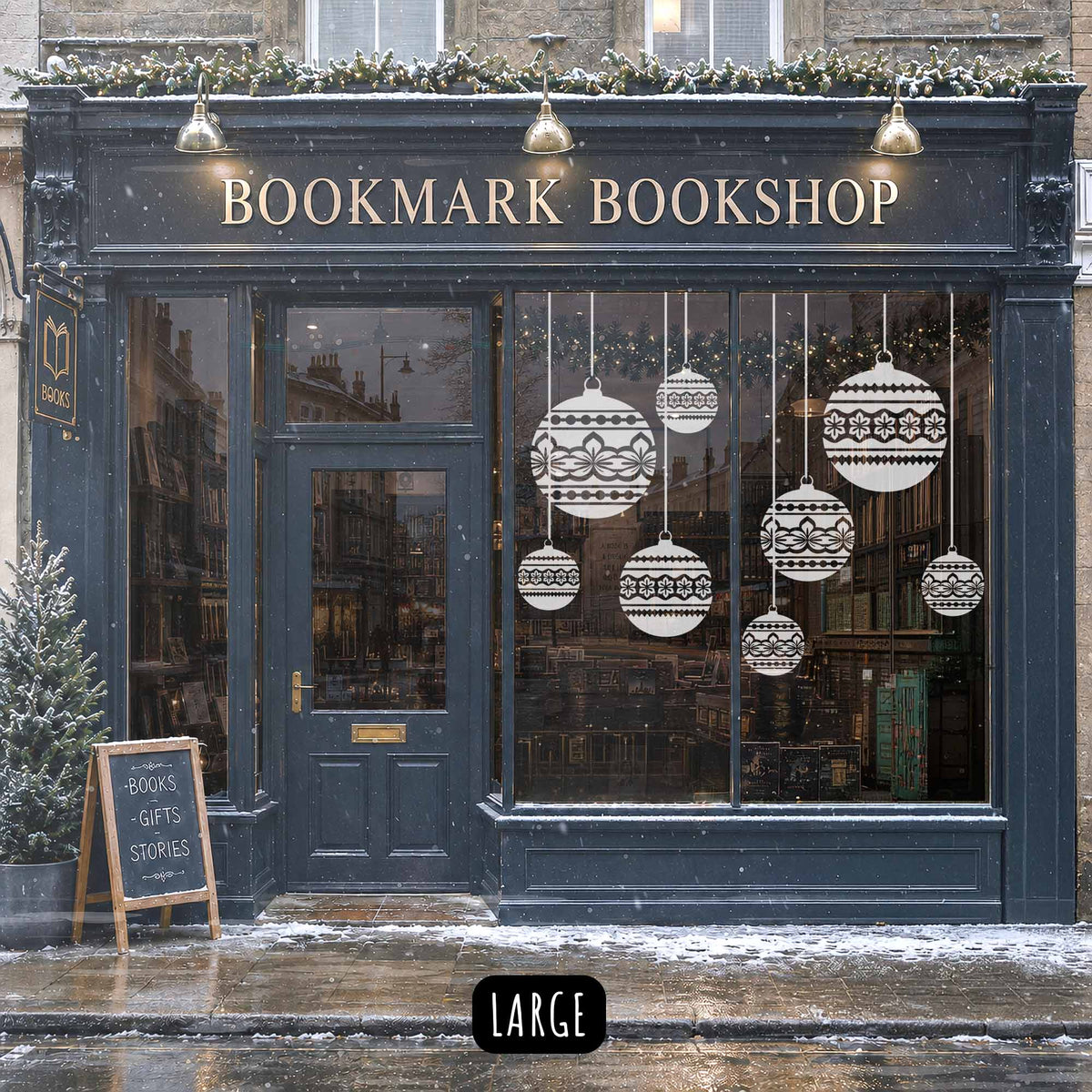 White Nordic Baubles Christmas Window Cling Decorations