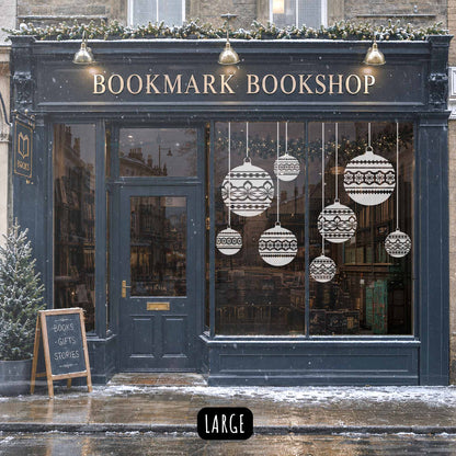White Nordic Baubles Christmas Window Cling Decorations