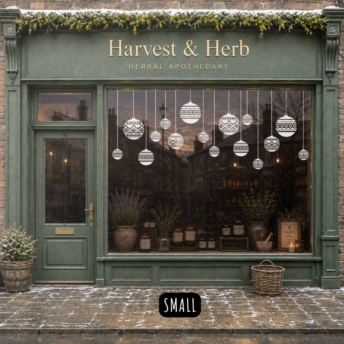 White Nordic Baubles Christmas Window Cling Decorations