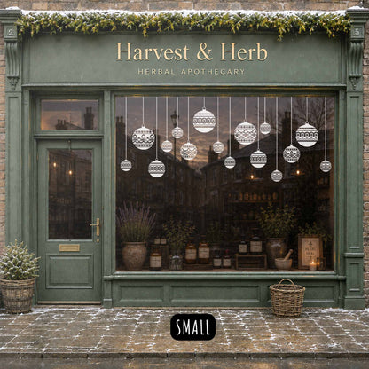 White Nordic Baubles Christmas Window Cling Decorations