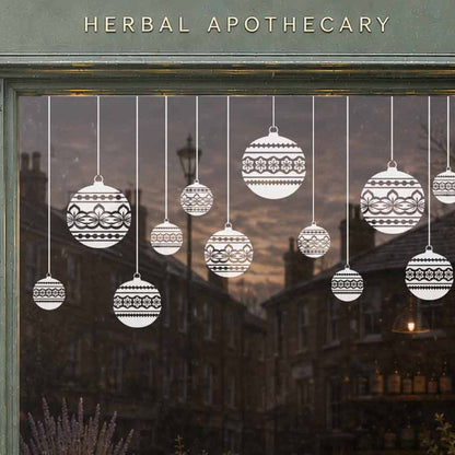 White Nordic Baubles Christmas Window Cling Decorations