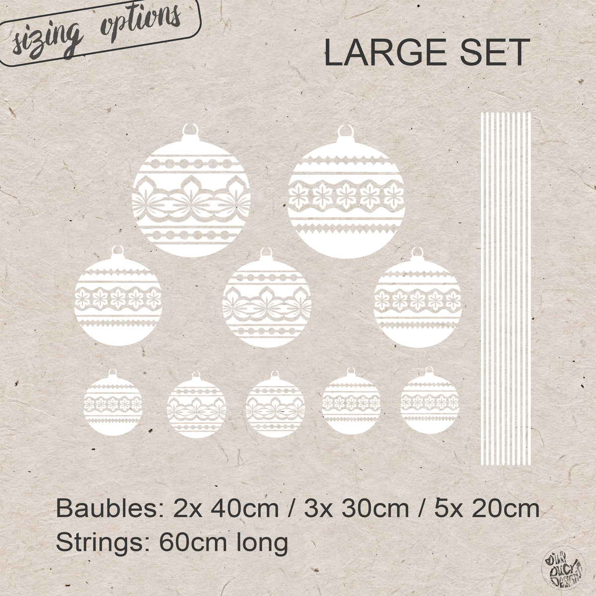 White Nordic Baubles Christmas Window Cling Decorations