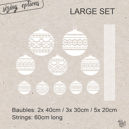 White Nordic Baubles Christmas Window Cling Decorations