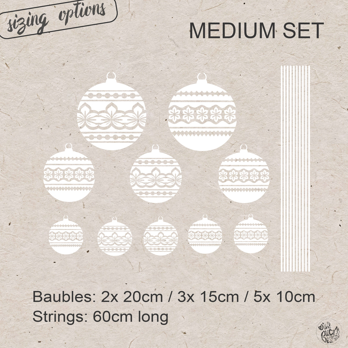 White Nordic Baubles Christmas Window Cling Decorations
