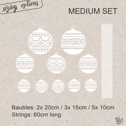 White Nordic Baubles Christmas Window Cling Decorations