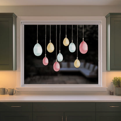 Pastel Easter Egg Window Decal Baubles Set