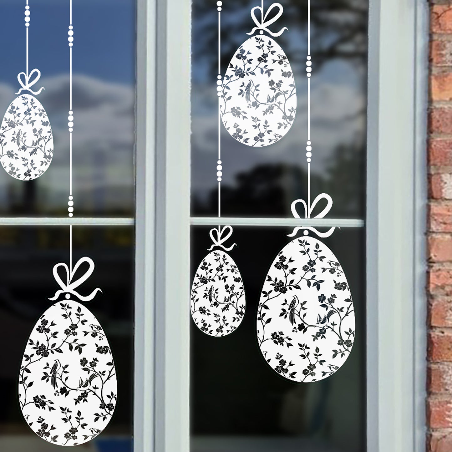 10 x Chinoiserie Easter Egg Window Decals - White