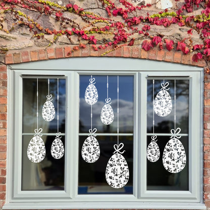 10 x Chinoiserie Easter Egg Window Decals - White