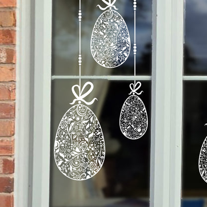 10 x Floral Easter Egg Window Decals - Clear