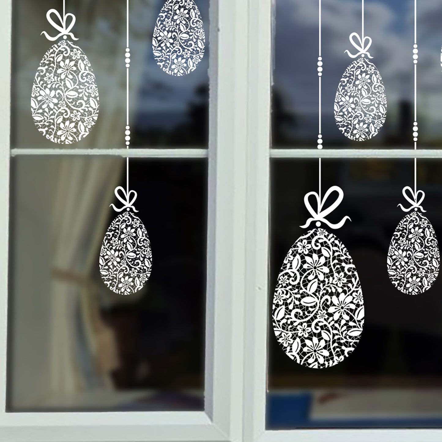 10 x Lace Easter Egg Window Decals - Clear