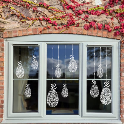 10 x Lace Easter Egg Window Decals - Clear
