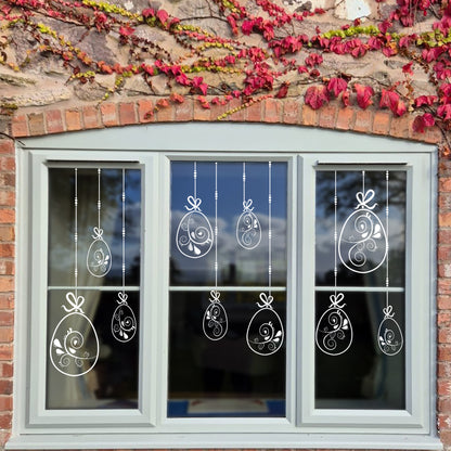 10 x Swirl Easter Egg Window Decals - Clear
