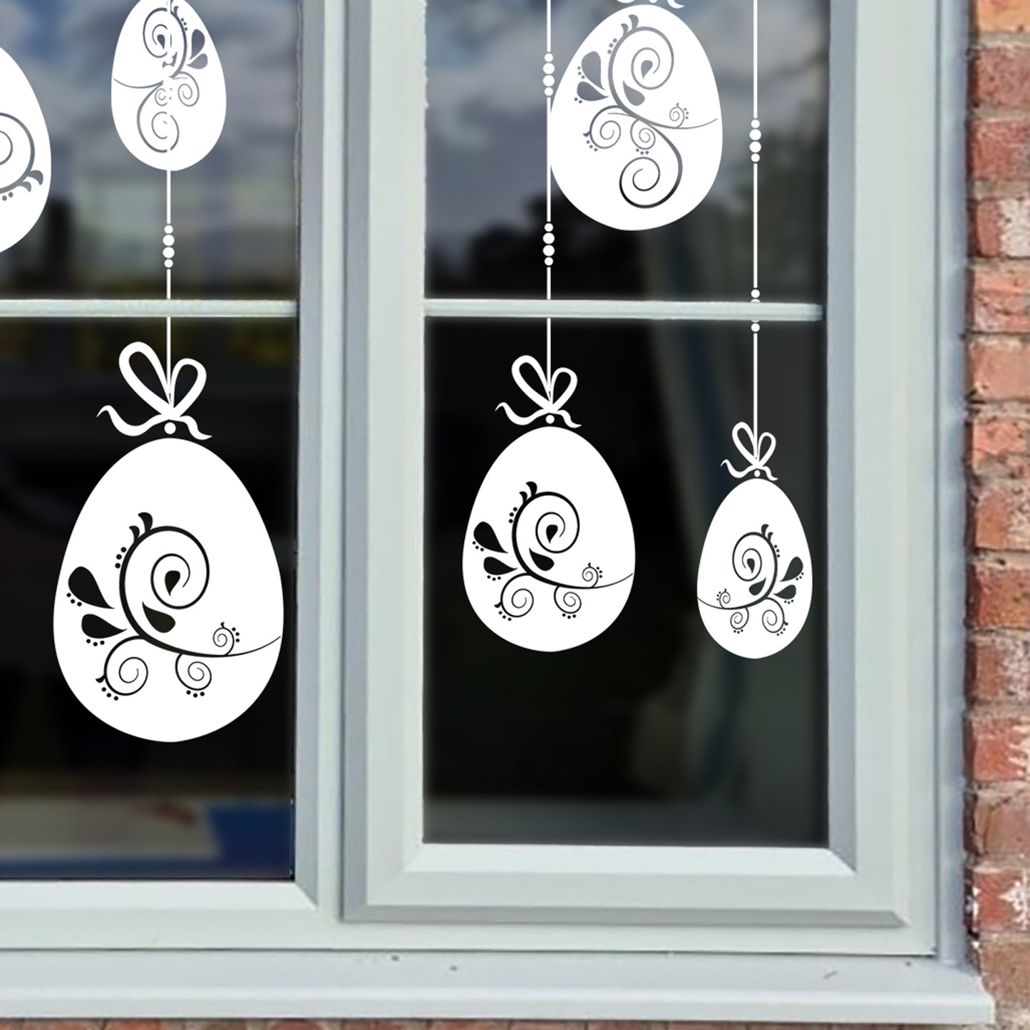 10 x Swirl Easter Egg Window Decals - White