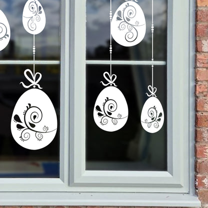 10 x Swirl Easter Egg Window Decals - White