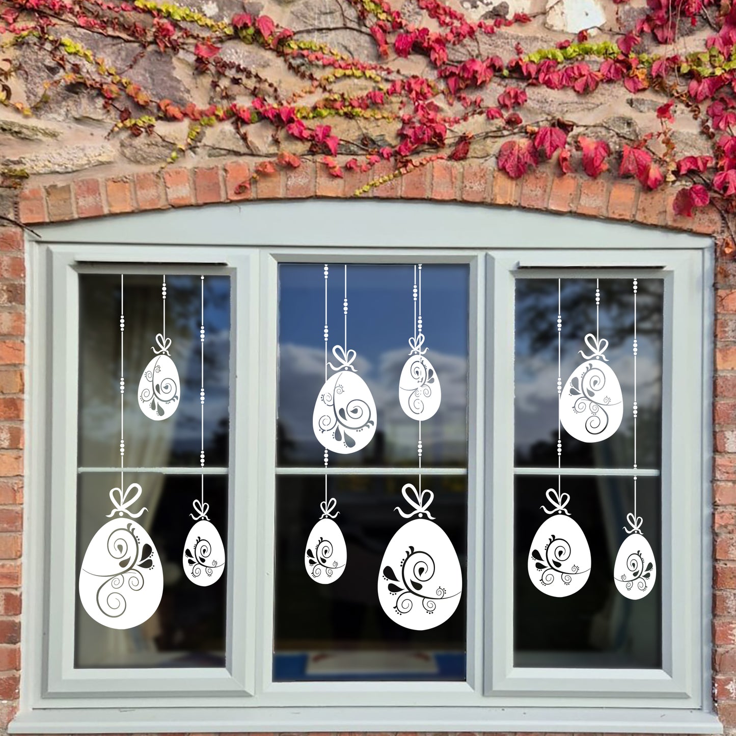10 x Swirl Easter Egg Window Decals - White