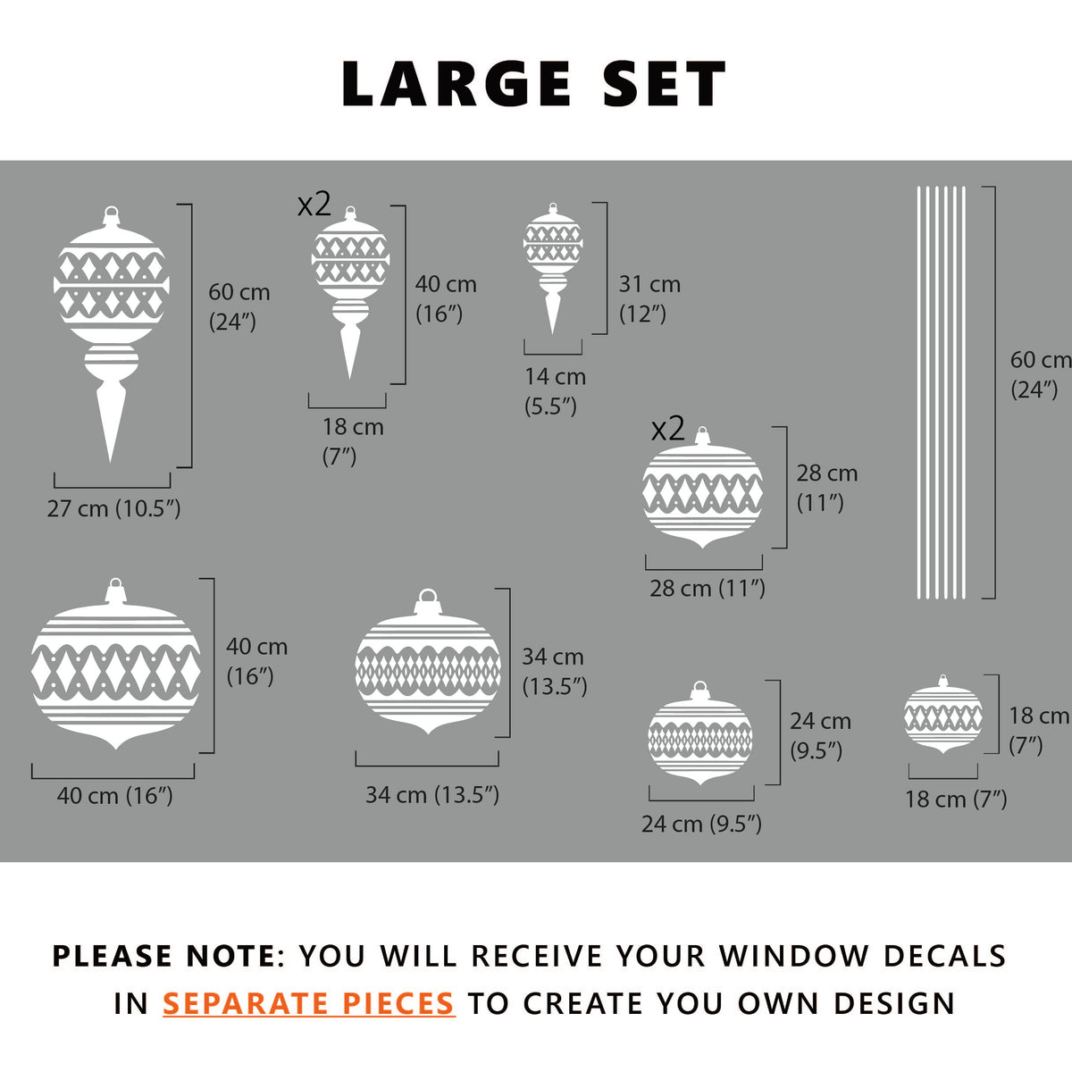 Moroccan Bauble Christmas Window Cling Decorations for Homes and Shops