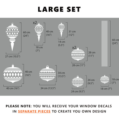Moroccan Bauble Christmas Window Cling Decorations for Homes and Shops