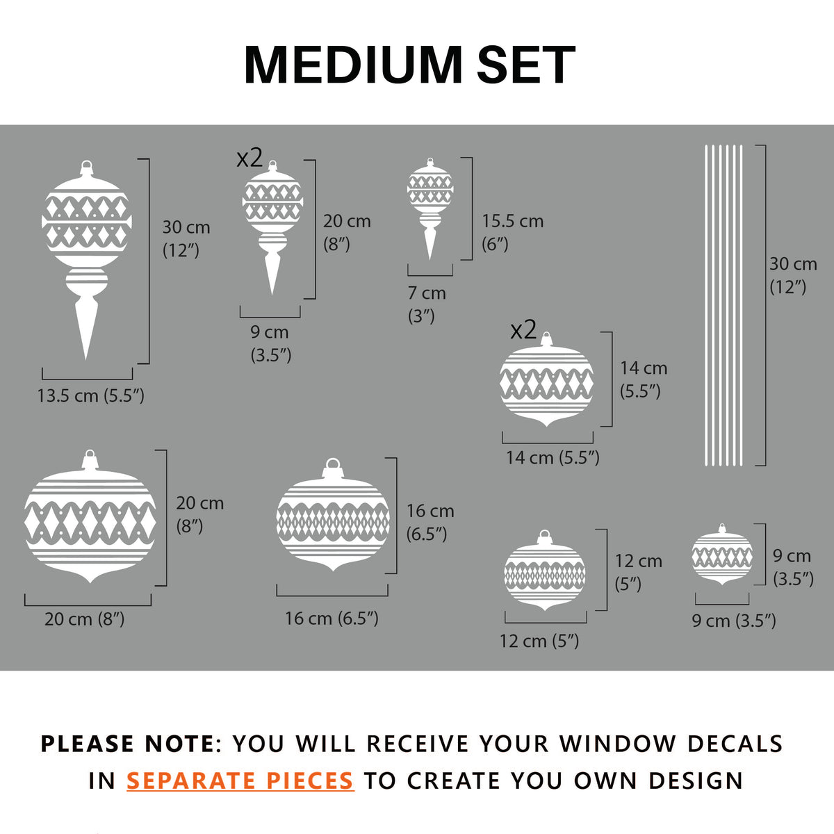 Moroccan Bauble Christmas Window Cling Decorations for Homes and Shops
