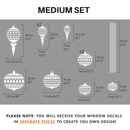 Moroccan Bauble Christmas Window Cling Decorations for Homes and Shops