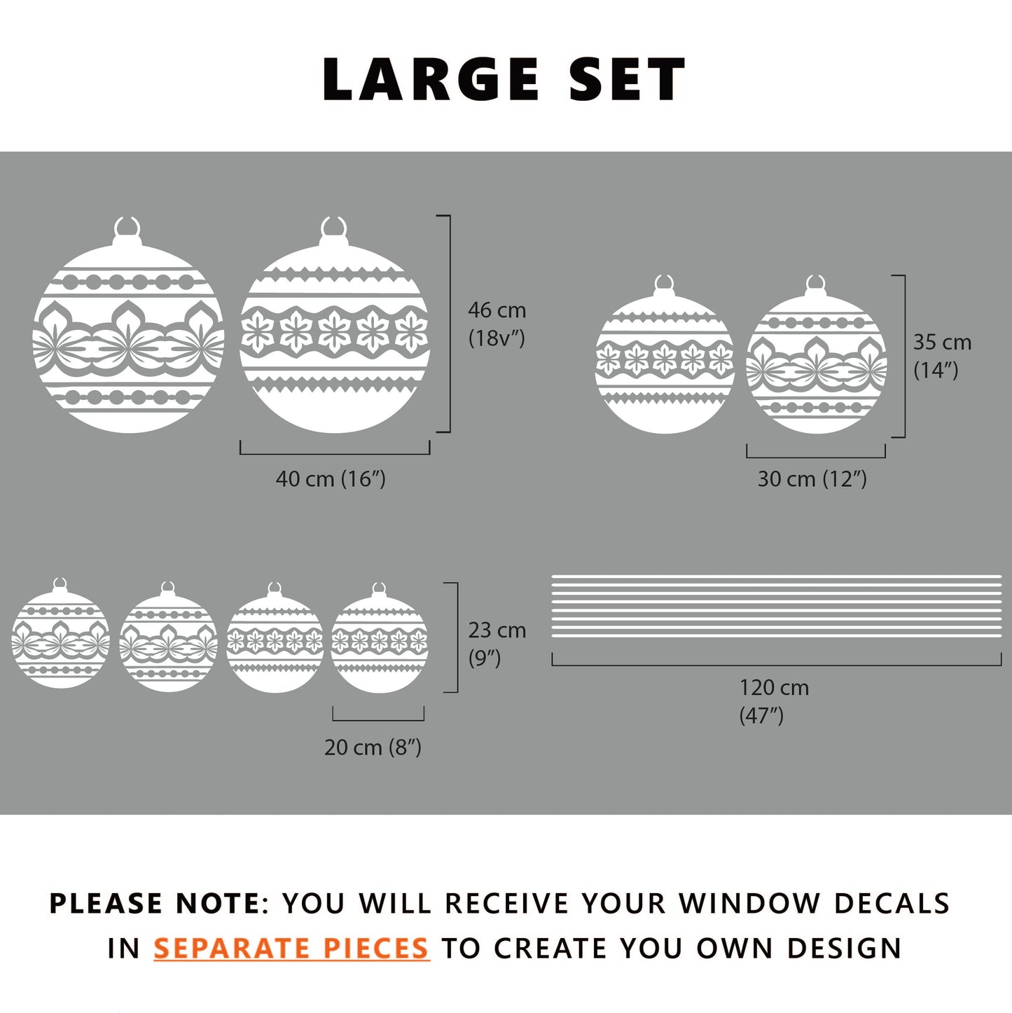 8 x Nordic Baubles Christmas Window Decals