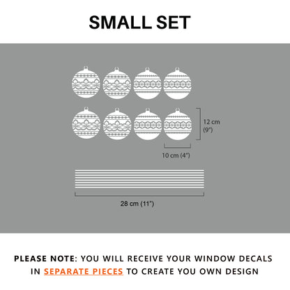 8 x Nordic Baubles Christmas Window Decals