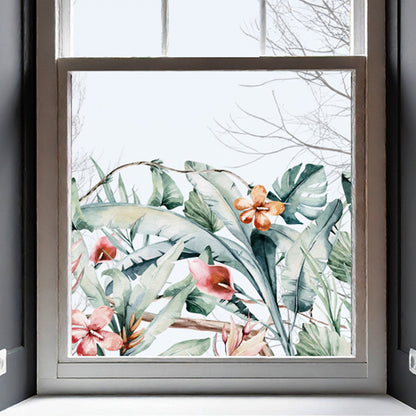 Tropical Leaves Border Window Decal