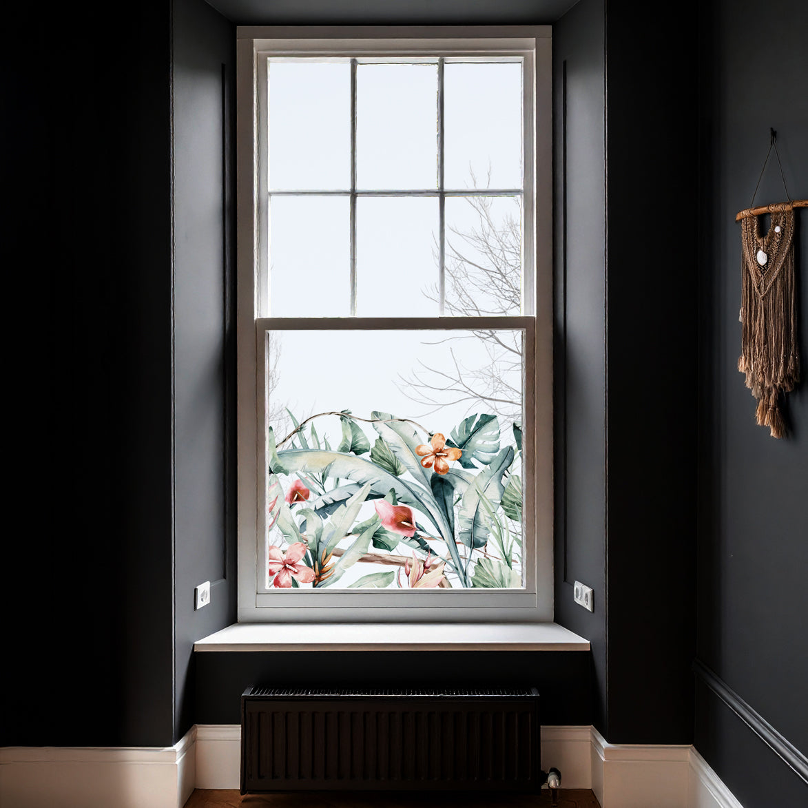 Tropical Leaves Border Window Decal