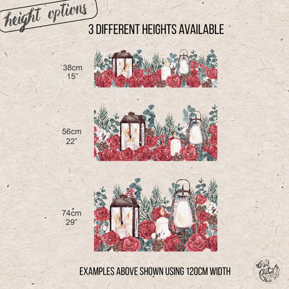 Winter Roses Lantern Window Border Decal