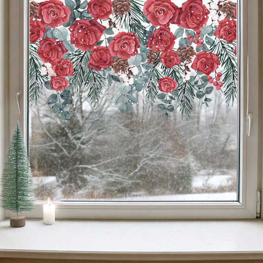 Winter Roses Window Border Decal