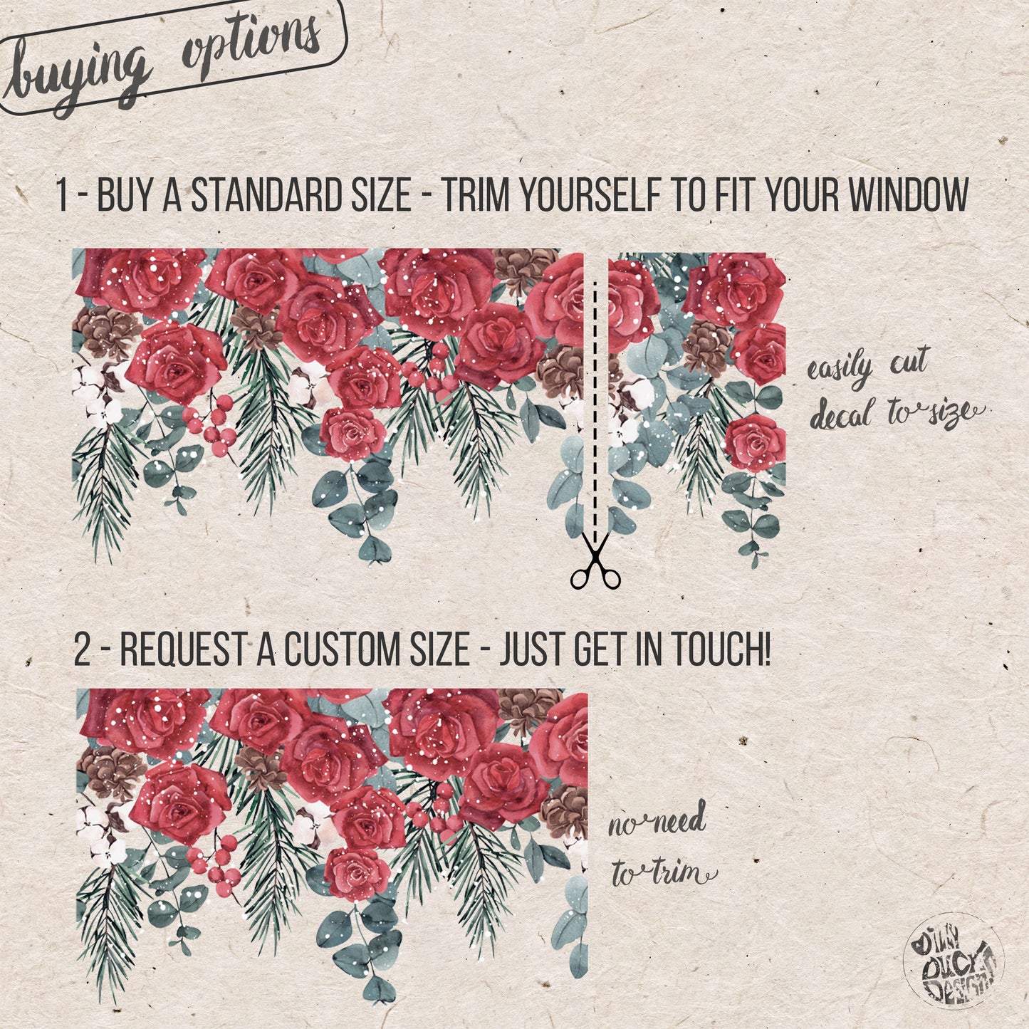 Winter Roses Window Border Decal