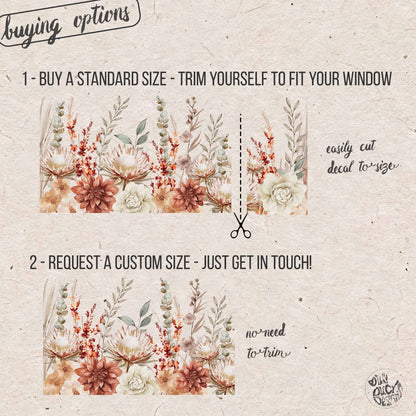 Bohemian Autumn Flowers Shop Window Decal Border for Fall Decor