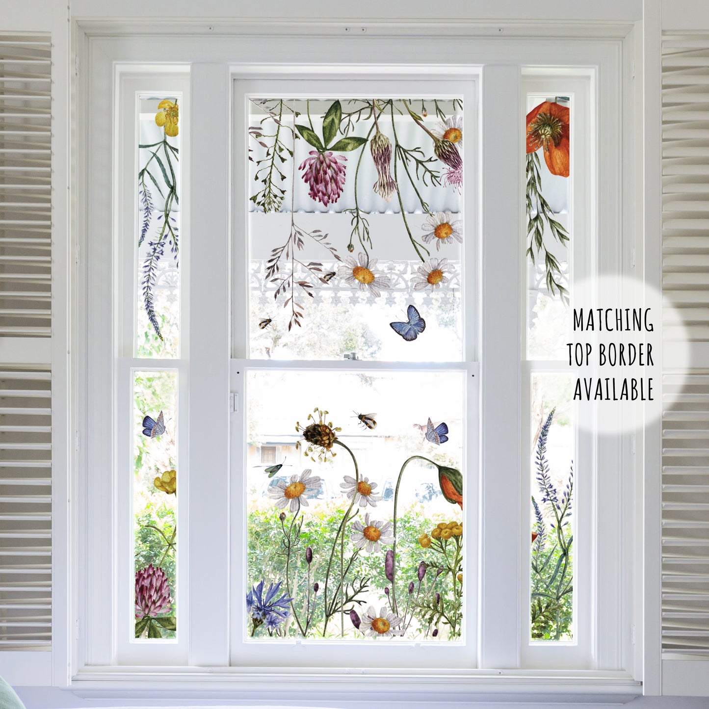 Botanical Meadow Flower Privacy Window Film Border