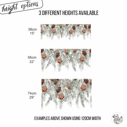 Watercolour Pine Cone Window Cling Border for Shop or Home Christmas Decor