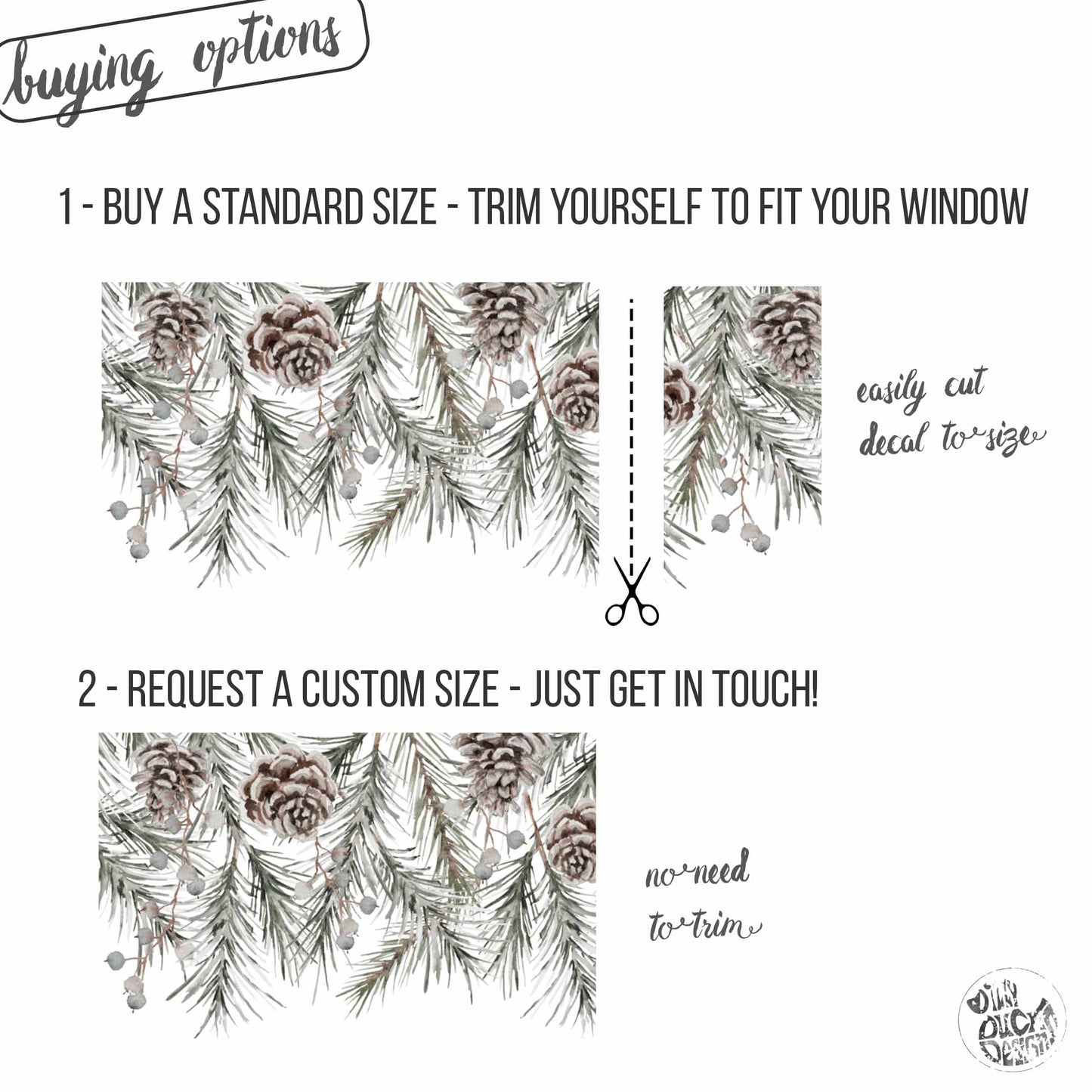 Winter Pine Cone Home or Shop Window Decal Border for Christmas Decor