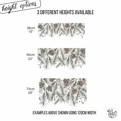 Winter Pine Cone Home or Shop Window Decal Border for Christmas Decor