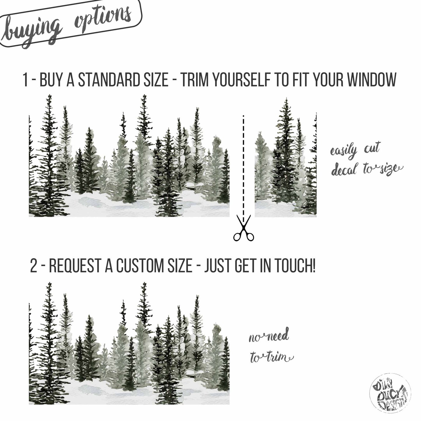 Winter Pine Forest Window Cling Border - Christmas Decor for Shops or Homes