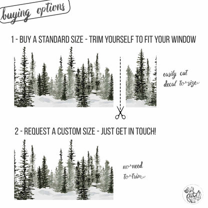 Winter Pine Forest Window Cling Border - Christmas Decor for Shops or Homes