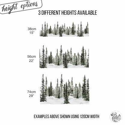 Winter Pine Forest Window Cling Border - Christmas Decor for Shops or Homes