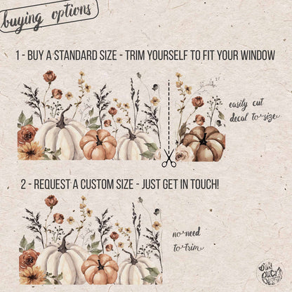 Earthy Flowers & Pumpkin Window Decal Border for Shop Autumn Decor