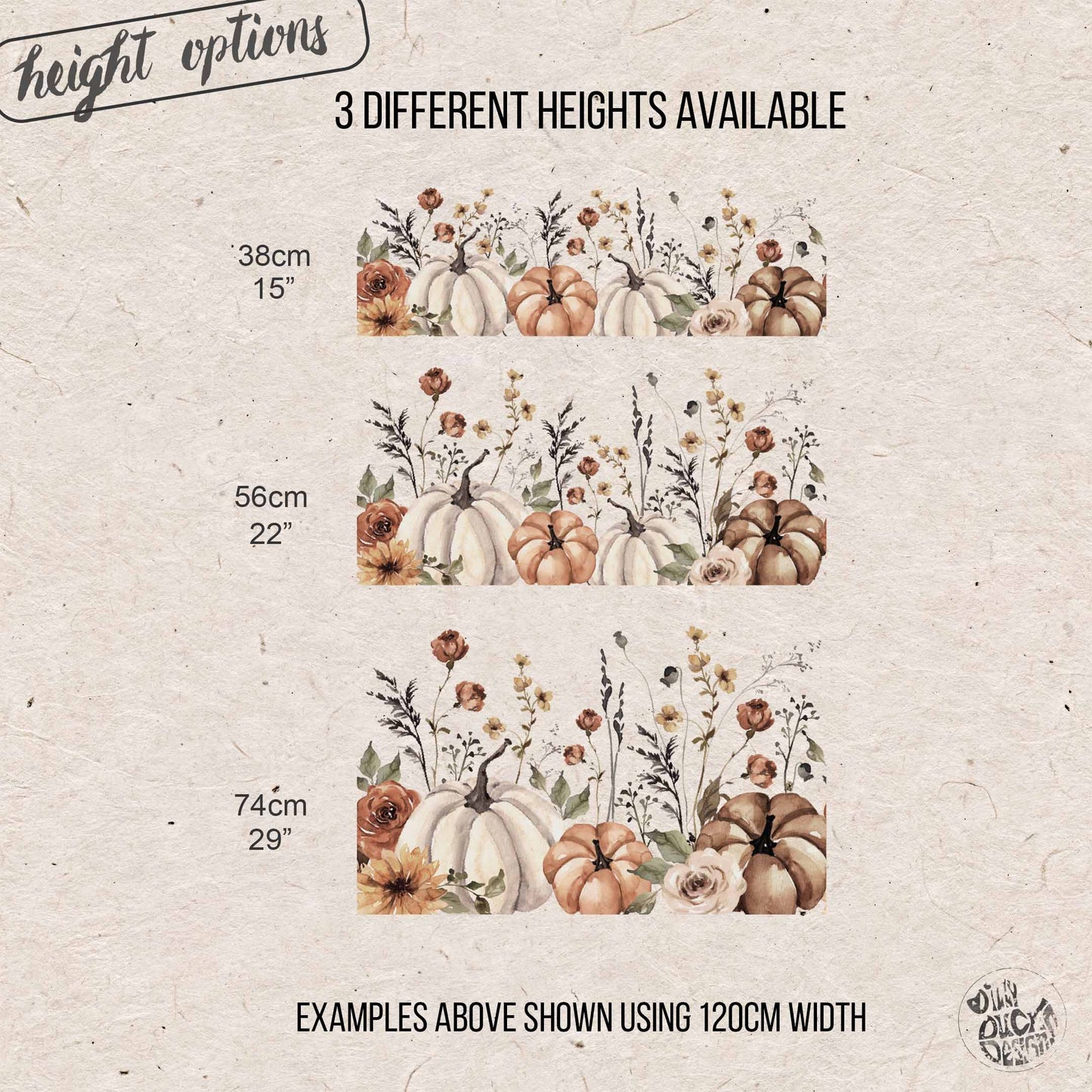 Earthy Flowers & Pumpkin Window Decal Border for Shop Autumn Decor