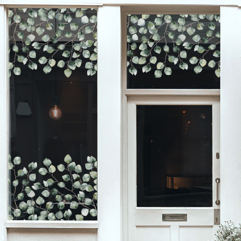 Custom Size Eucalyptus Shop Window Decal Border