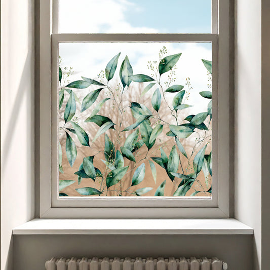 Seeded Eucalyptus Clear Window Privacy Border