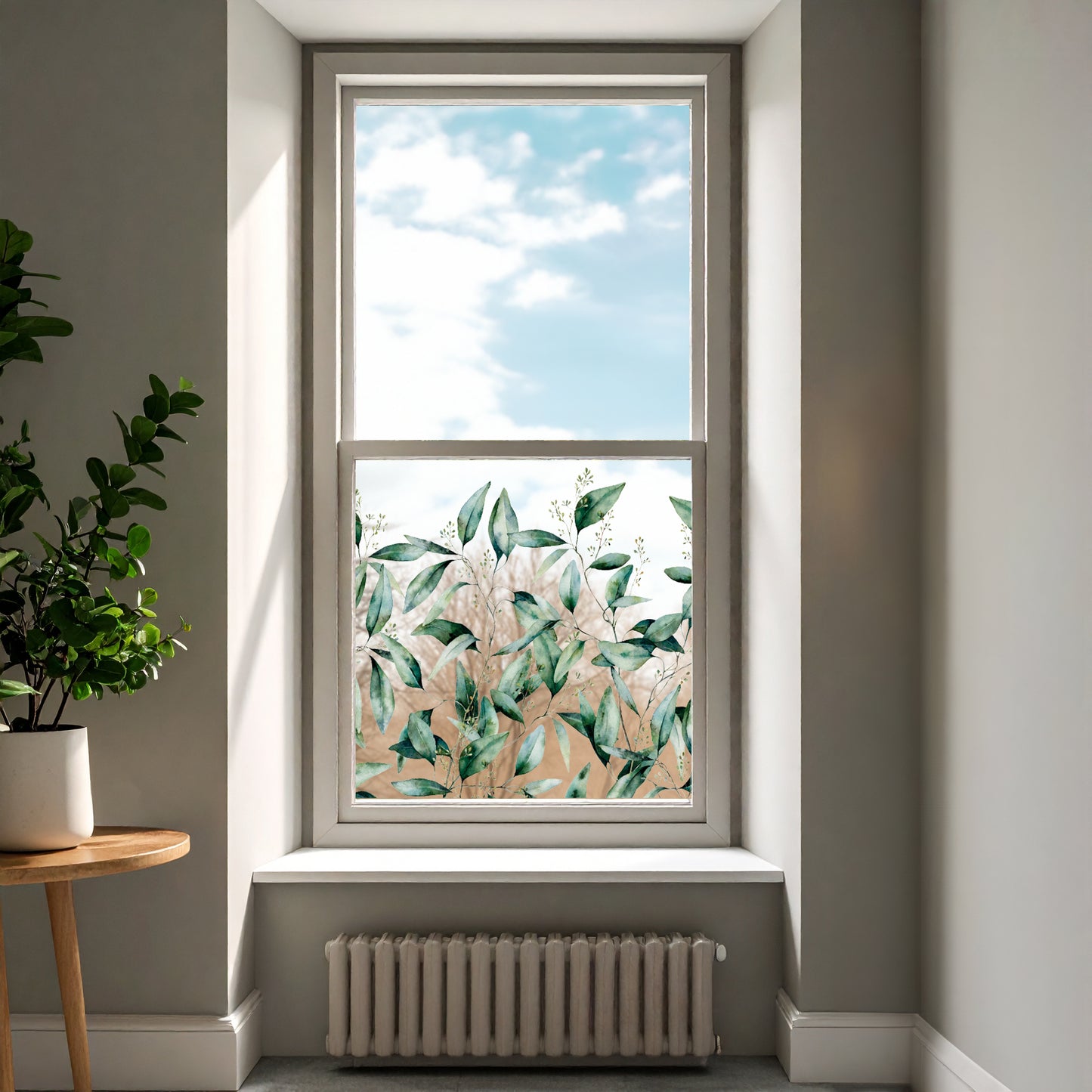 Seeded Eucalyptus Clear Window Privacy Border