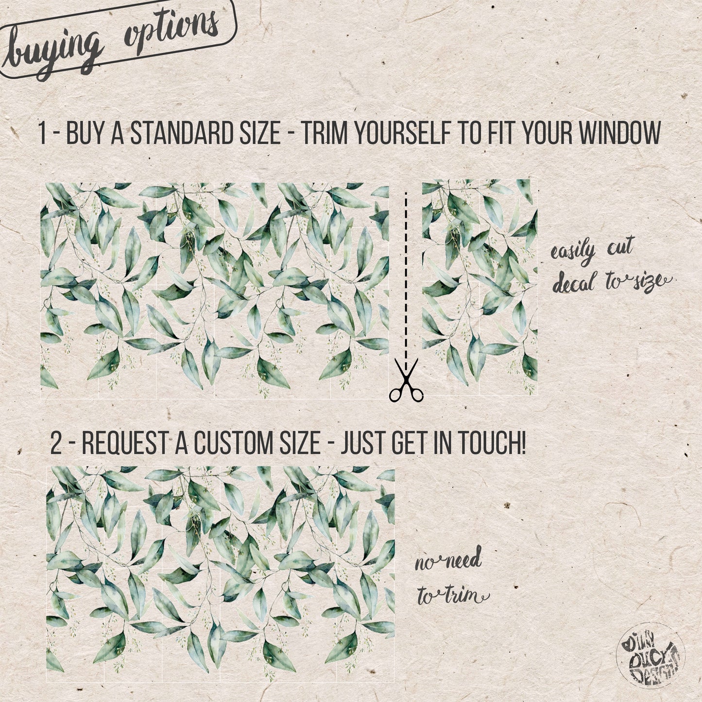 Seeded Eucalyptus Frosted Window Privacy Film Border