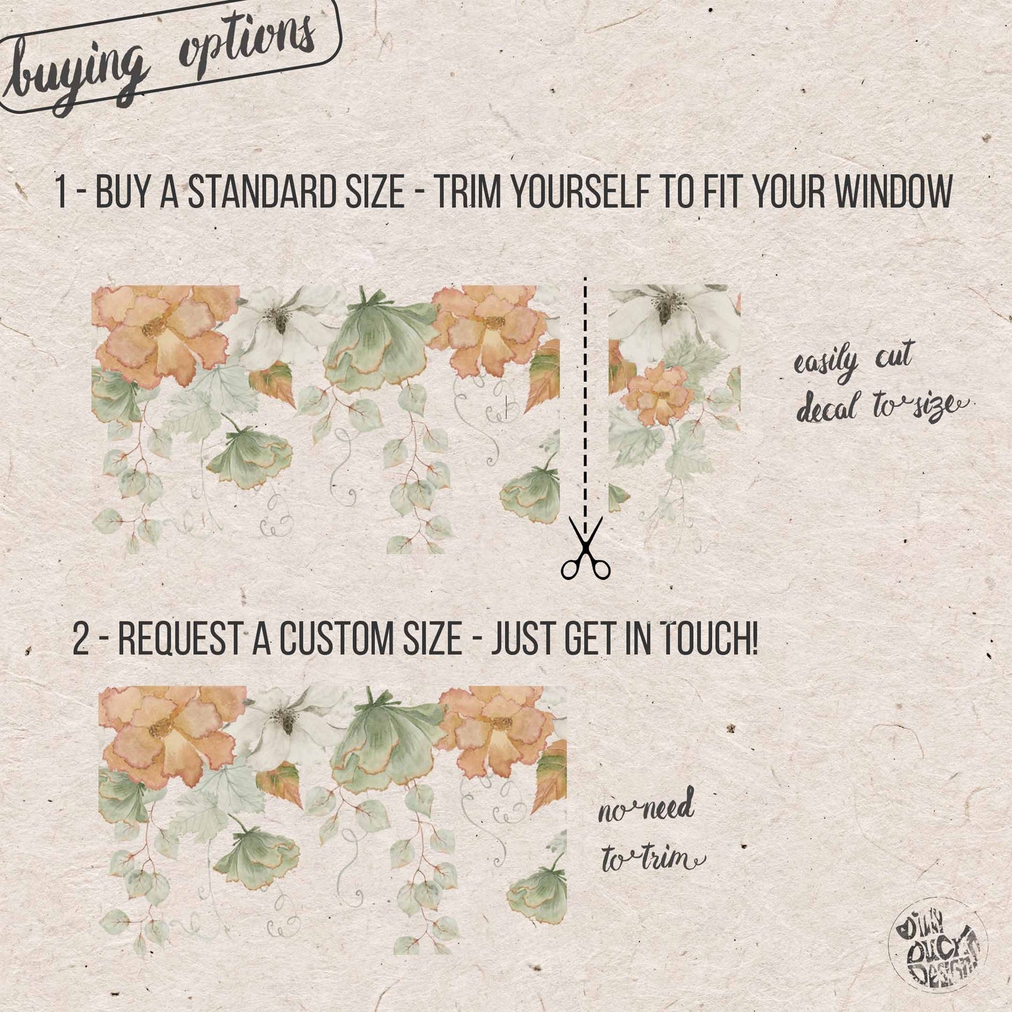 Orange White Green Flowers Shop Window Decal Border for Autumn Decor