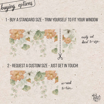 Orange White Green Flowers Shop Window Decal Border for Autumn Decor